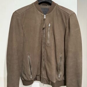 All Saints Brown Suede Bomber Jacket